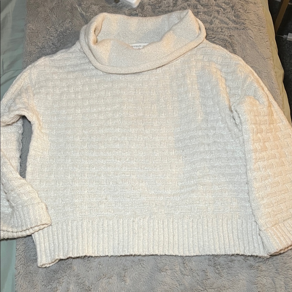 Elegant Cream Cowl Neck Sweater